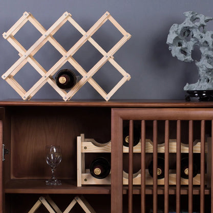 Vinora - Foldable Wooden Wine Rack for 10 Bottles