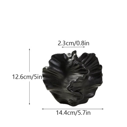 Coralis - Ruffled Coral Ceramic Vase — Black / Small