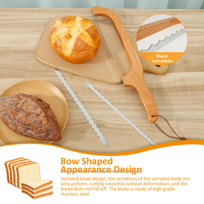A sourdough loaf being sliced with the Panera bow knife