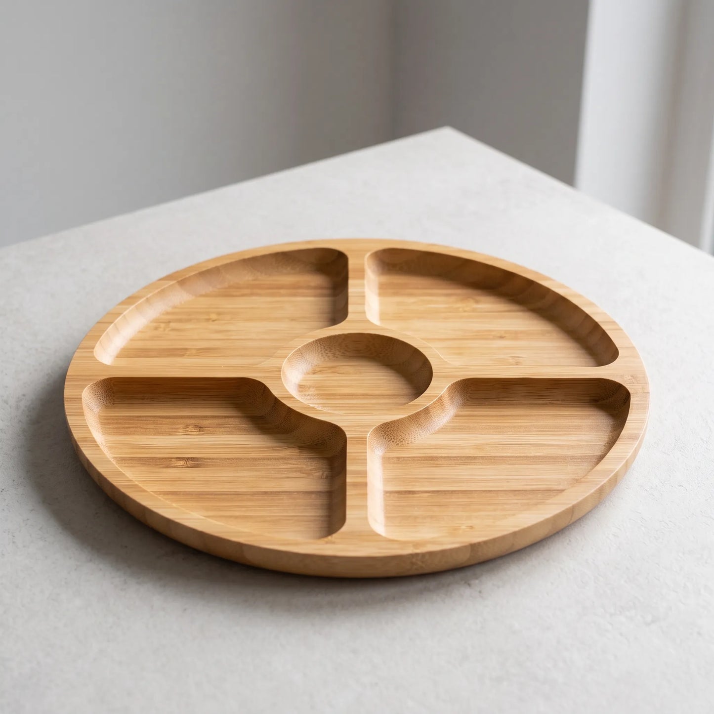 Snackora - Round Five Compartment Serving Platter