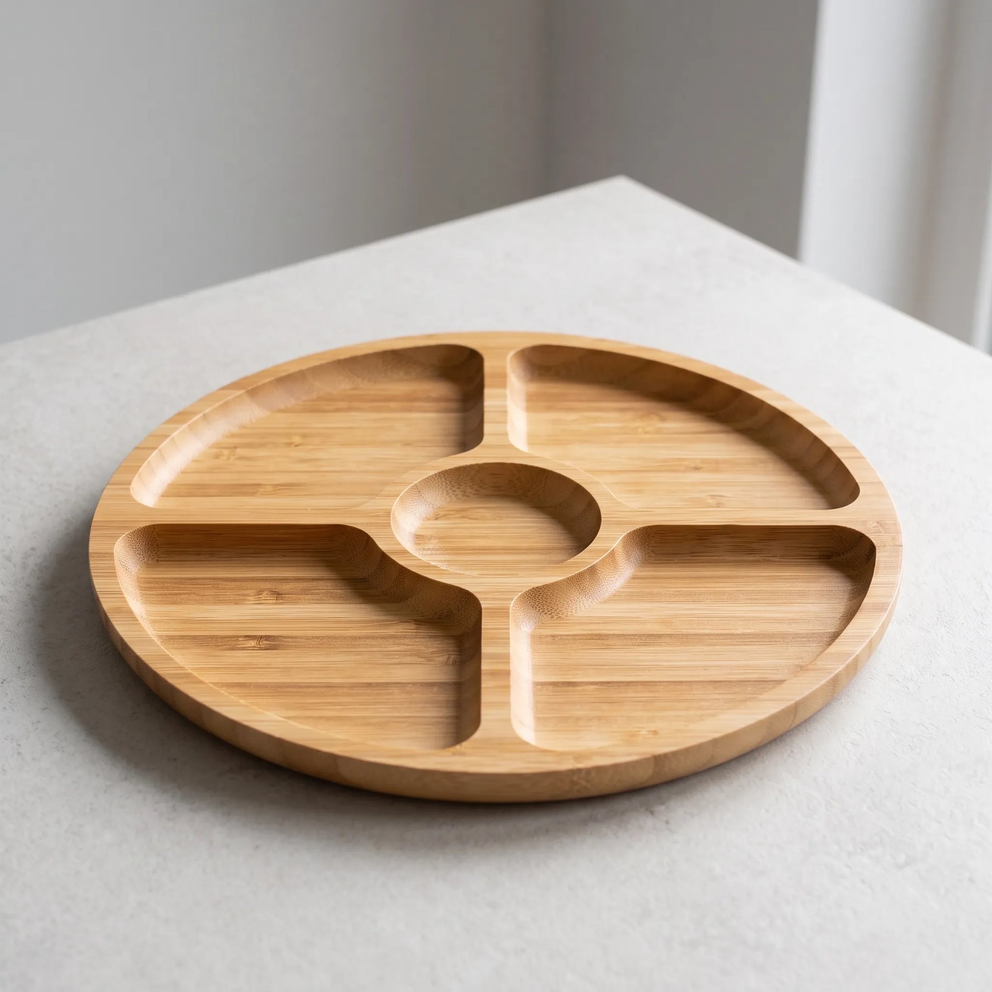 Snackora - Round Five Compartment Serving Platter