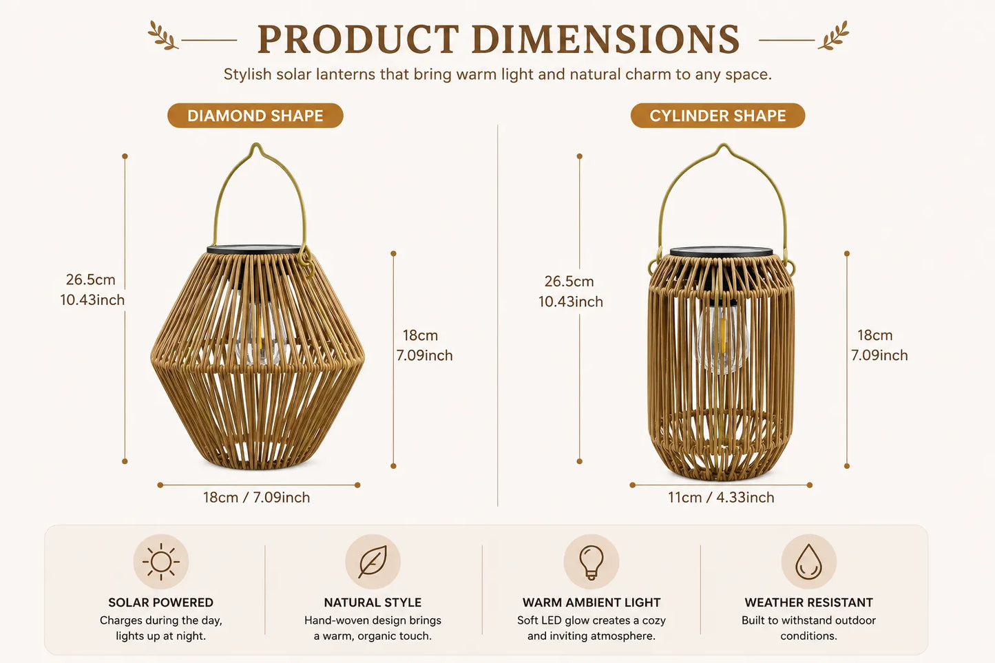 Solnora - Bohemian Woven Hanging Solar Lantern