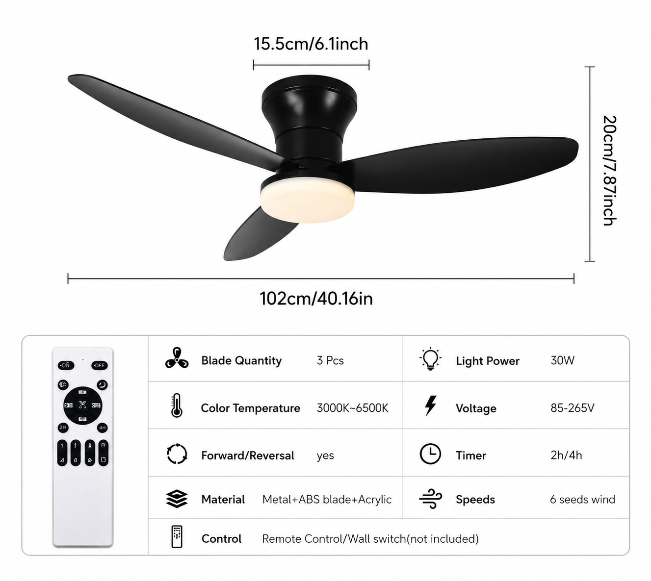 Spindrift - Flush Mount Ceiling Fan Light - Remote - 6 Speeds