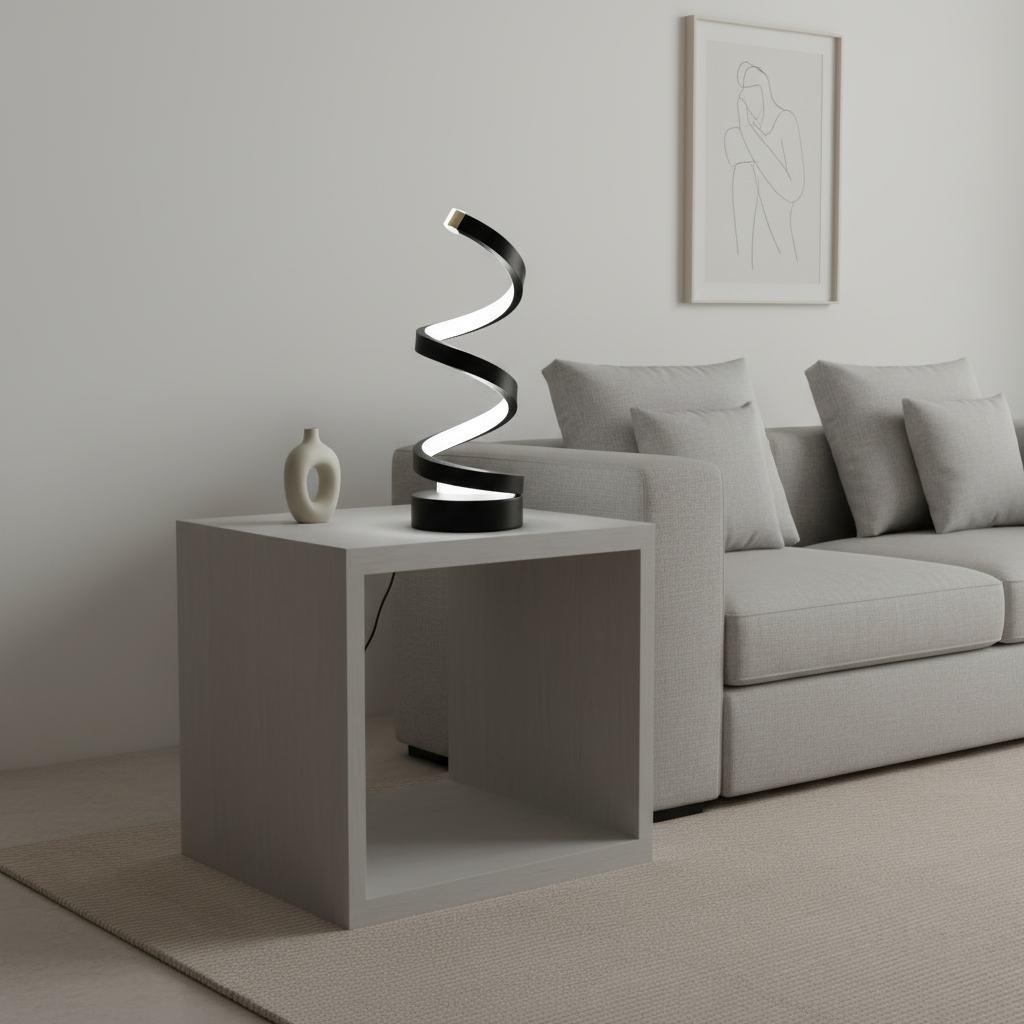 Spiral Design LED Table Lamp | Modern Dimmable Bedside Lamp