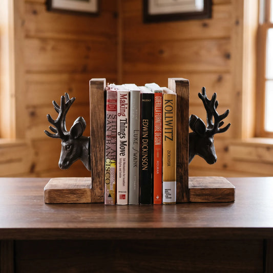 Staghold - Rustic Animal Head Decorative Bookends