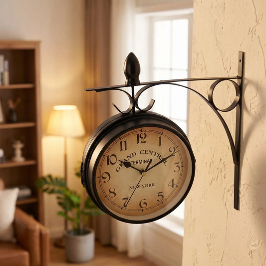 Statioque - Double-Sided Retro Station Wall Clock