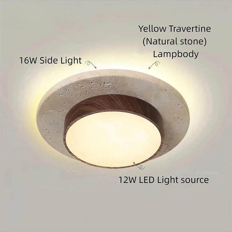 Stonvel - Round Flush-Mount Stone-Effect Ceiling Light