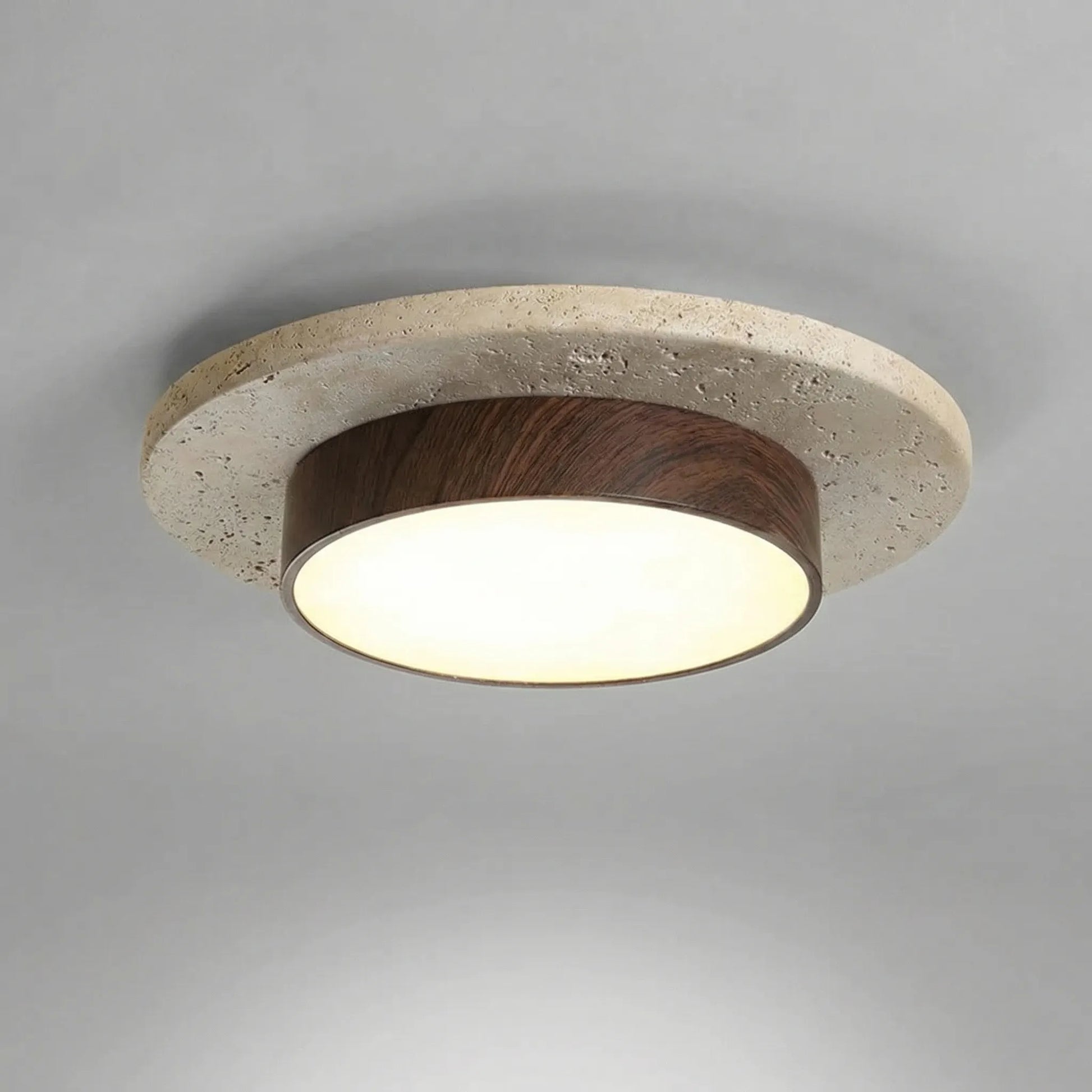 Stonvel - Round Flush-Mount Stone-Effect Ceiling Light
