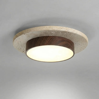 Stonvel - Round Flush-Mount Stone-Effect Ceiling Light