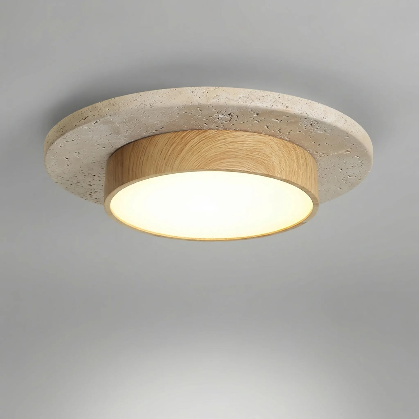 Stonvel - Round Flush-Mount Stone-Effect Ceiling Light