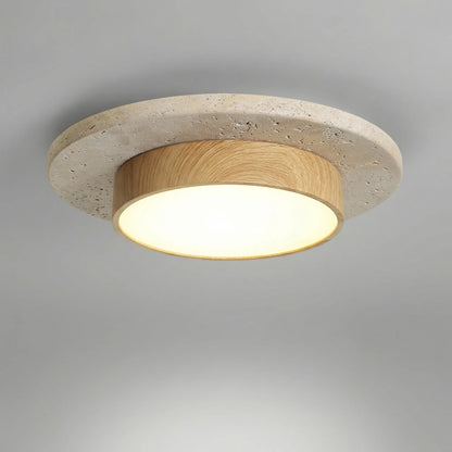 Stonvel - Round Flush-Mount Stone-Effect Ceiling Light