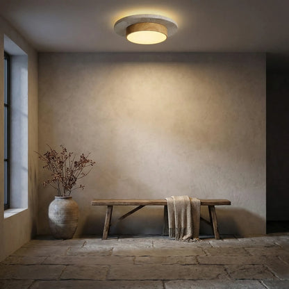 Stonvel - Round Flush-Mount Stone-Effect Ceiling Light