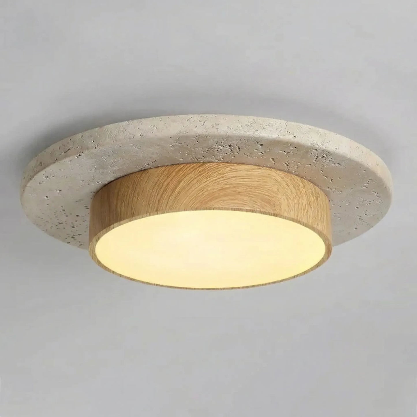 Stonvel - Round Flush-Mount Stone-Effect Ceiling Light