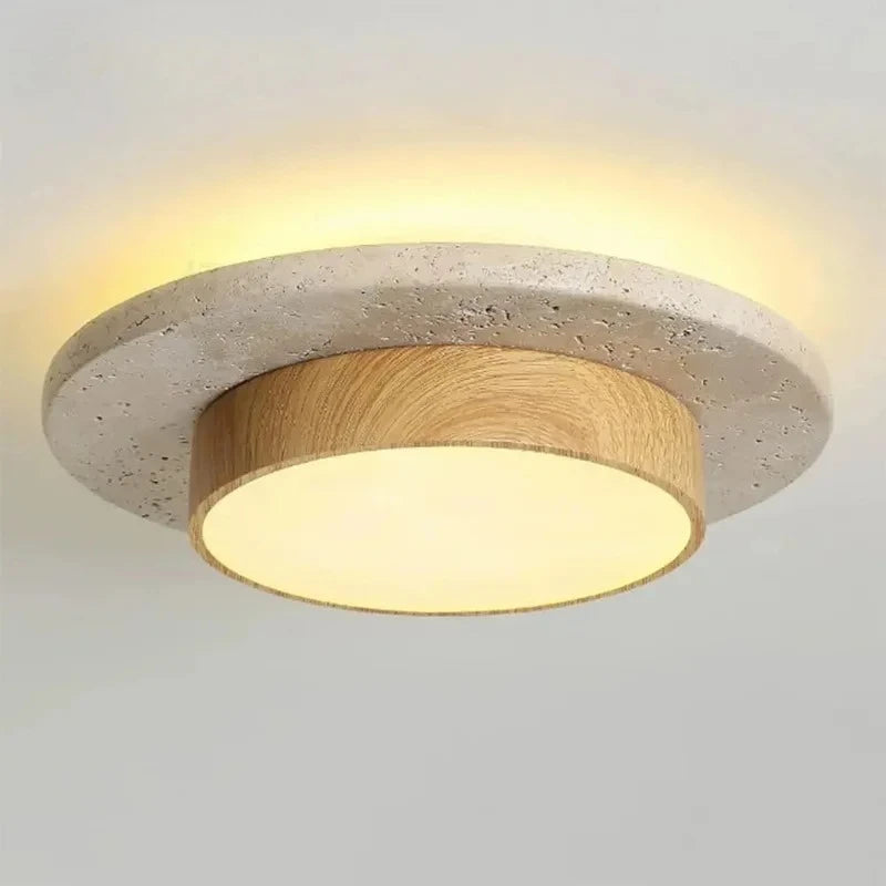 Stonvel - Round Flush-Mount Stone-Effect Ceiling Light