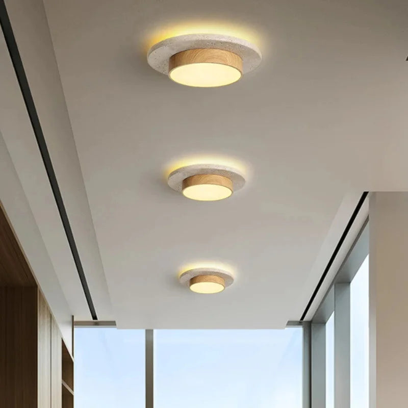 Stonvel - Round Flush-Mount Stone-Effect Ceiling Light