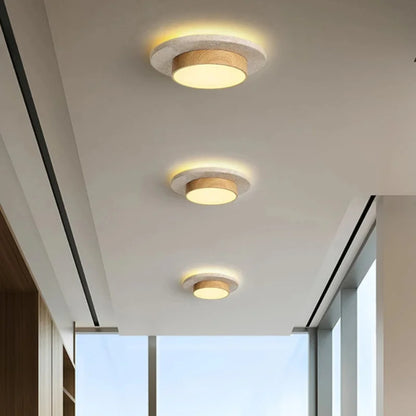 Stonvel - Round Flush-Mount Stone-Effect Ceiling Light
