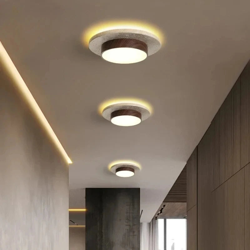 Stonvel - Round Flush-Mount Stone-Effect Ceiling Light
