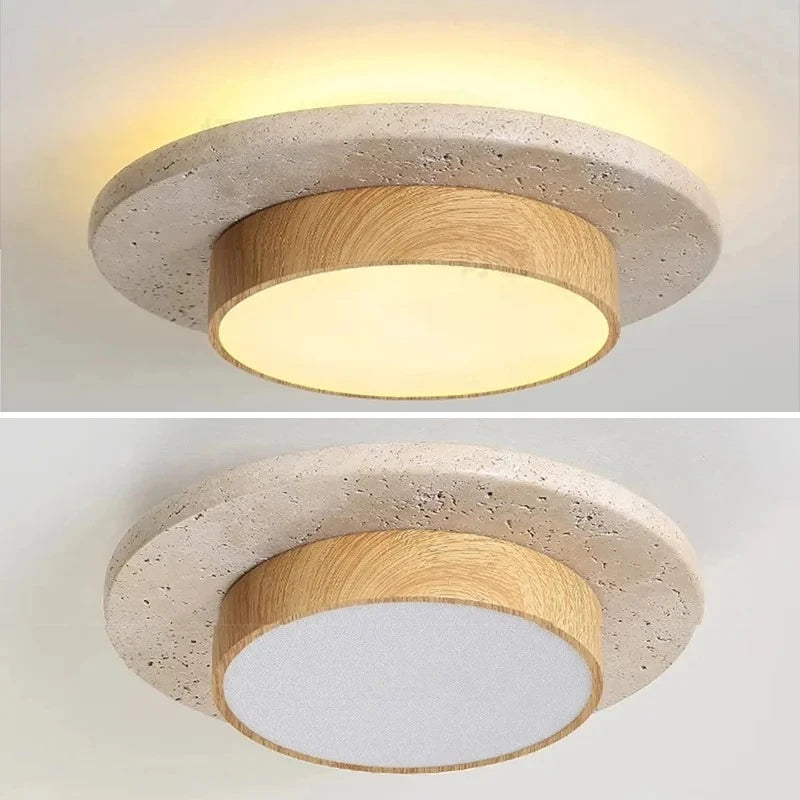 Stonvel - Round Flush-Mount Stone-Effect Ceiling Light