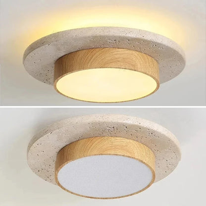 Stonvel - Round Flush-Mount Stone-Effect Ceiling Light