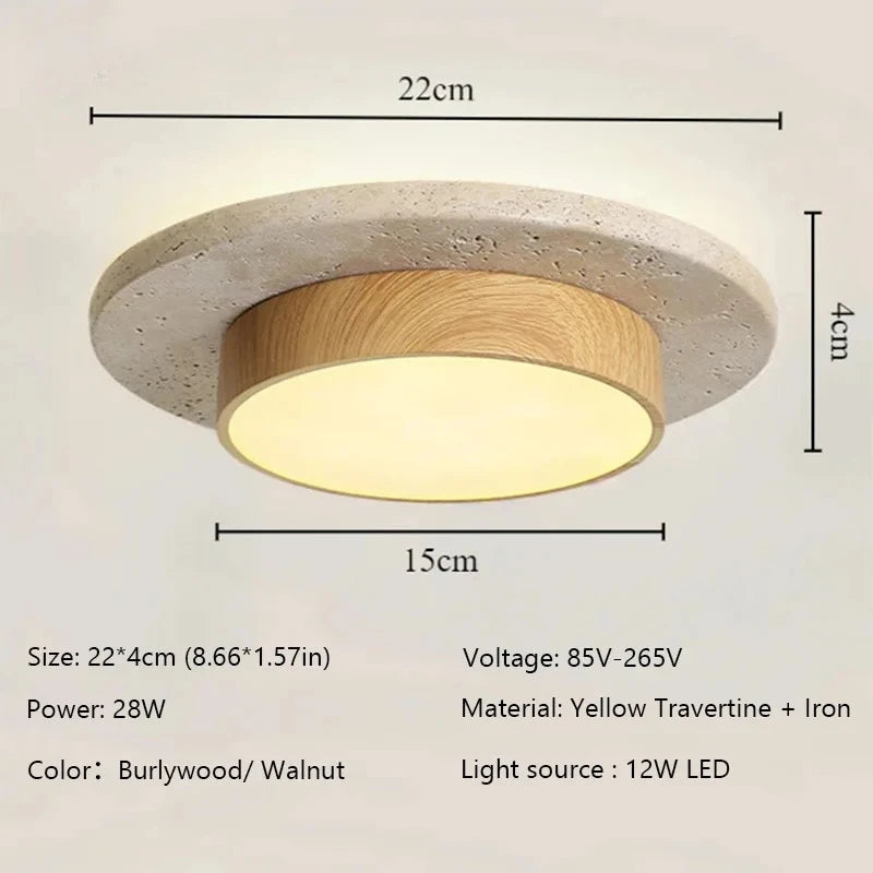 Stonvel - Round Flush-Mount Stone-Effect Ceiling Light