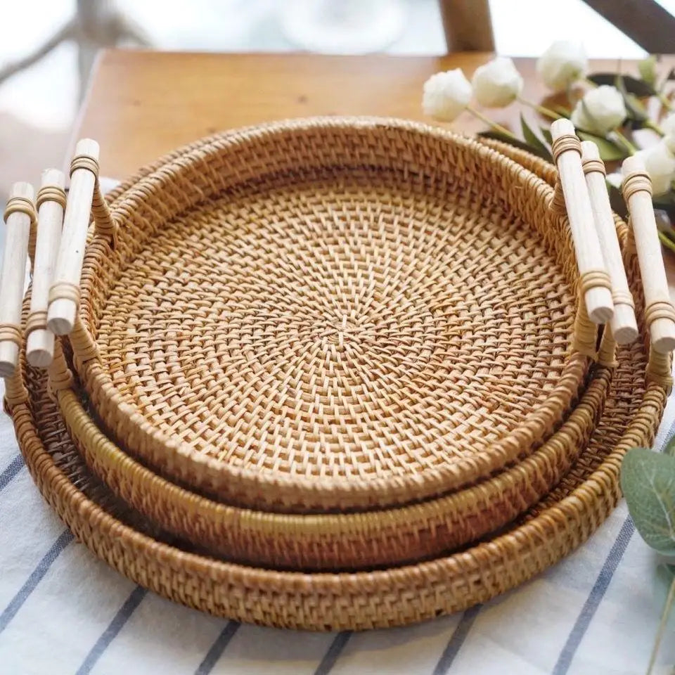 WovenGrip - Round Woven Serving Tray