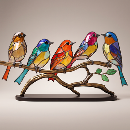 Avelis five-bird set on a branch with leaves