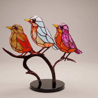 Avelis three-bird set: amber, white and sky blue, magenta