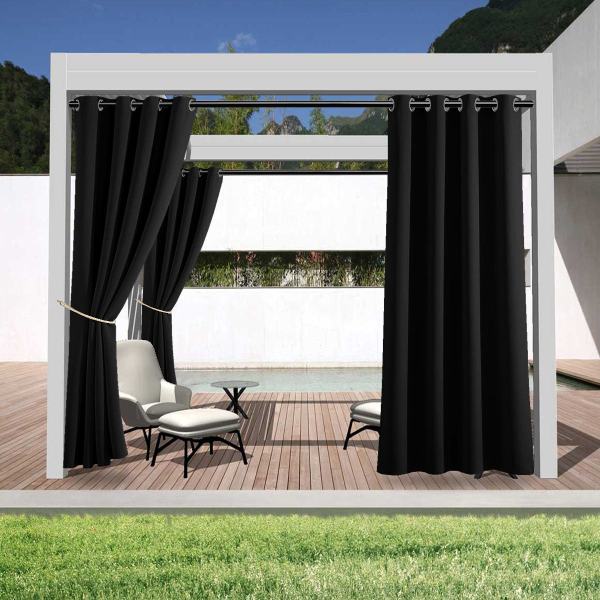 Terrazza waterproof outdoor curtain - black