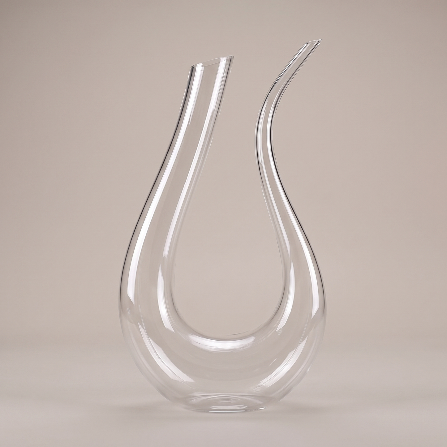 Decantra U-shaped wine decanter - studio packshot, empty