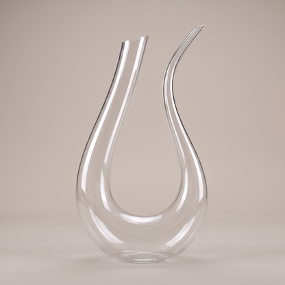 Decantra U-shaped wine decanter - studio packshot, empty