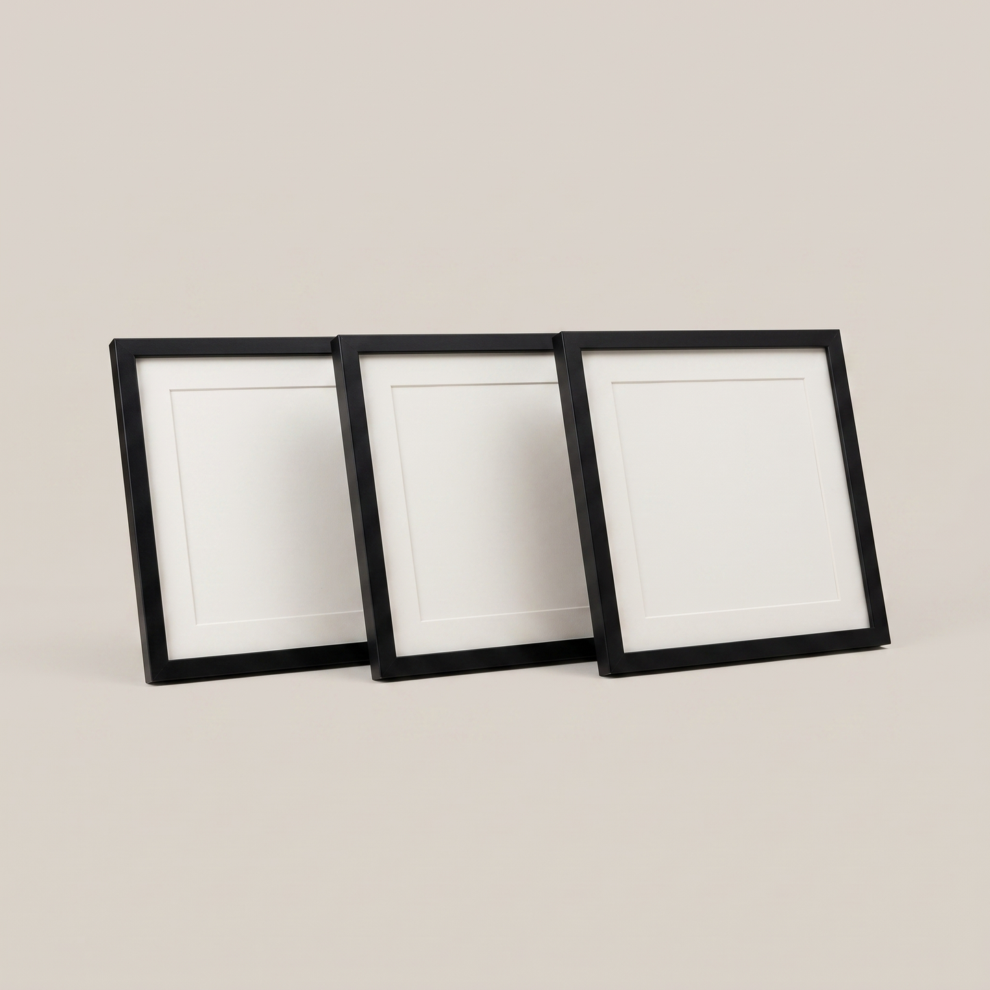 Framora square wooden photo frames, set of 3 - black