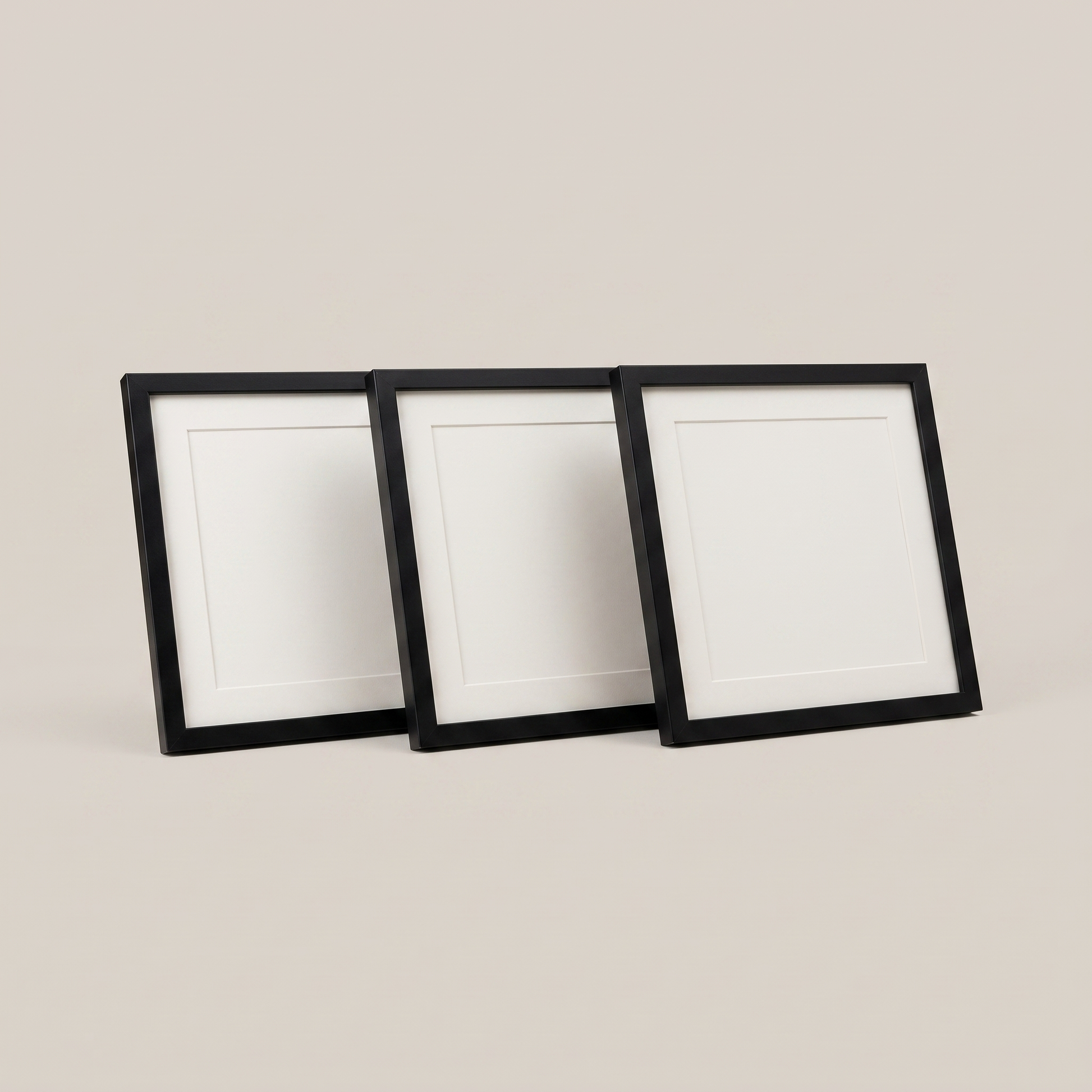 Framora square wooden photo frames, set of 3 - black