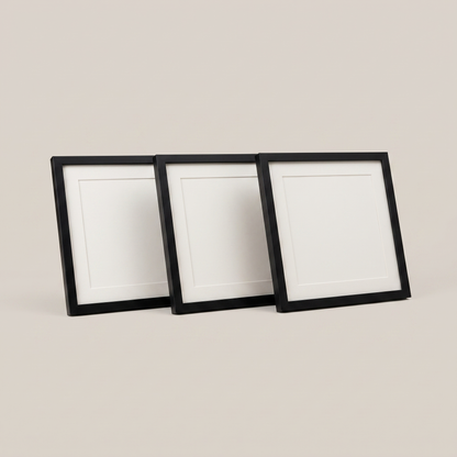Framora square wooden photo frames, set of 3 - black