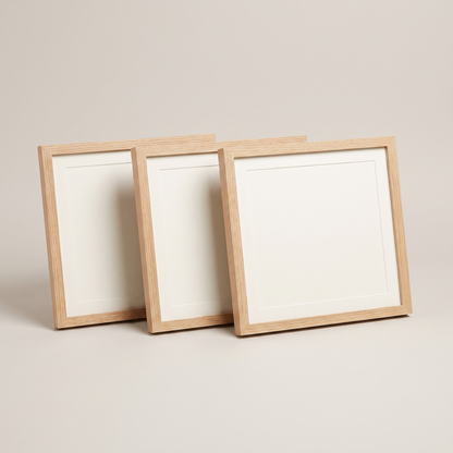 Framora square wooden photo frames, set of 3 - natural wood