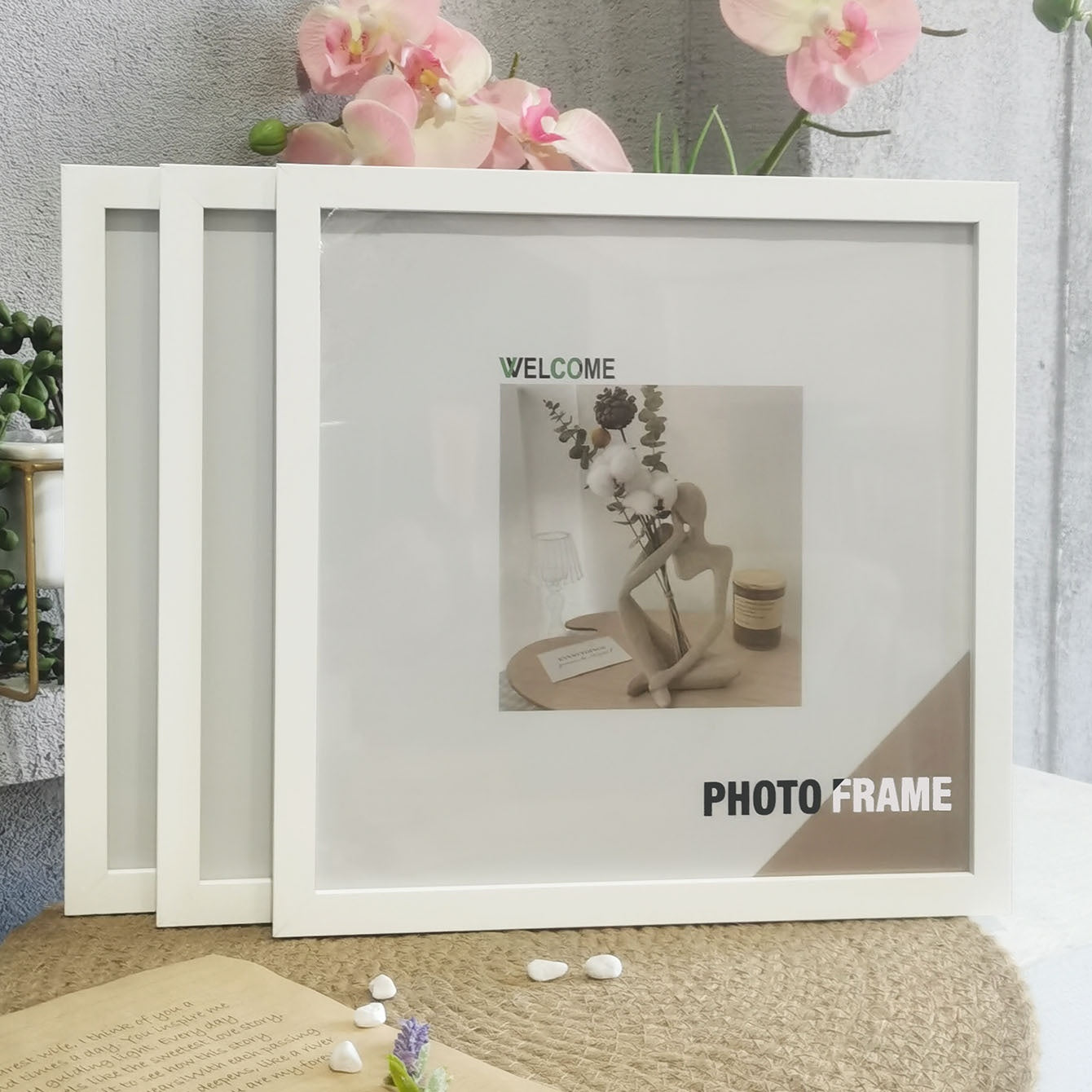 Framora - Square Wooden Photo Frames, Set of 3