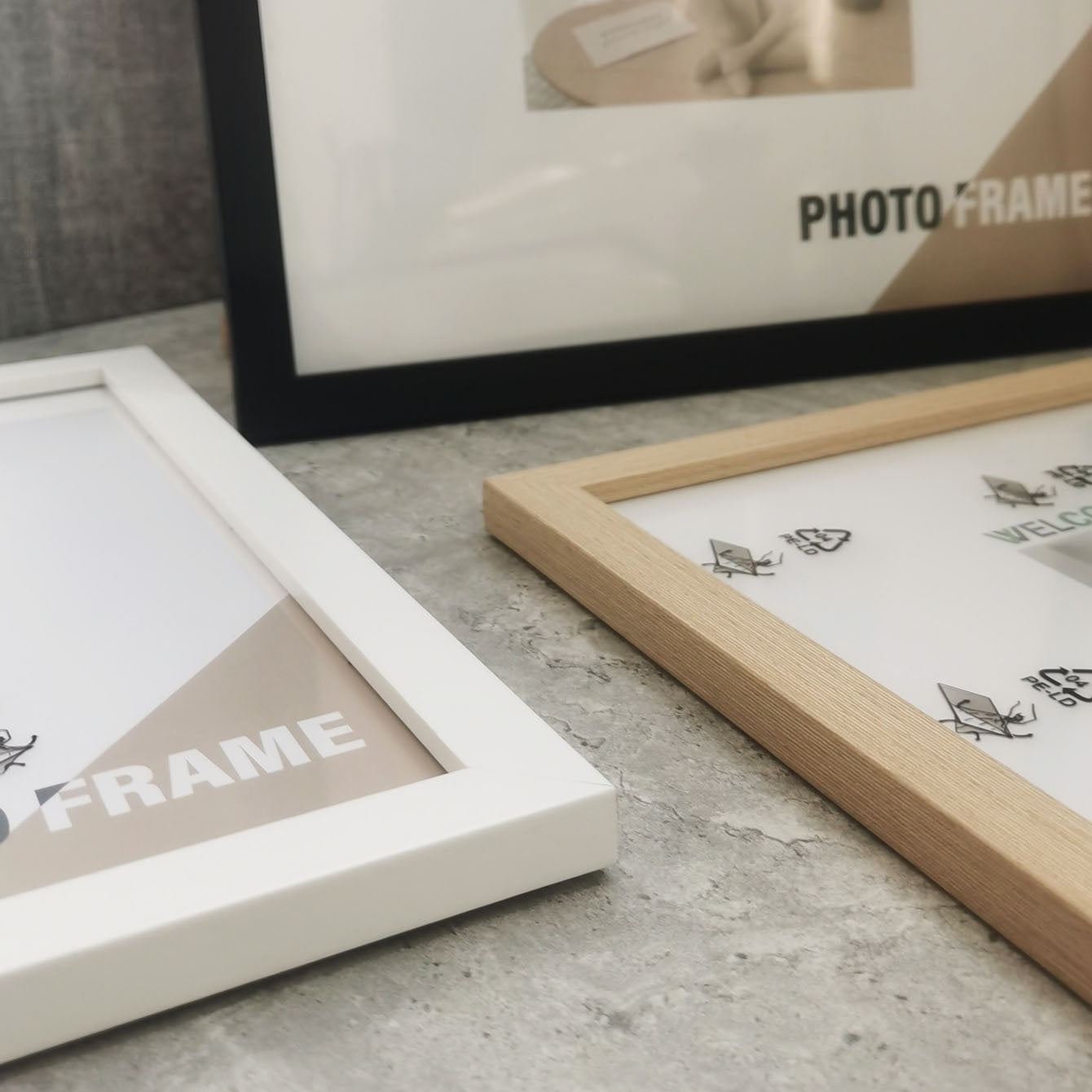 Framora - Square Wooden Photo Frames, Set of 3