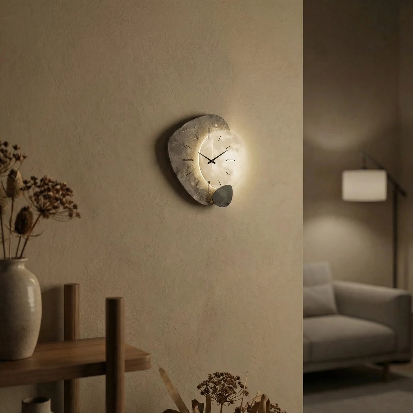 Lunorva - Moon Motif Organic-Shaped Wall Clock