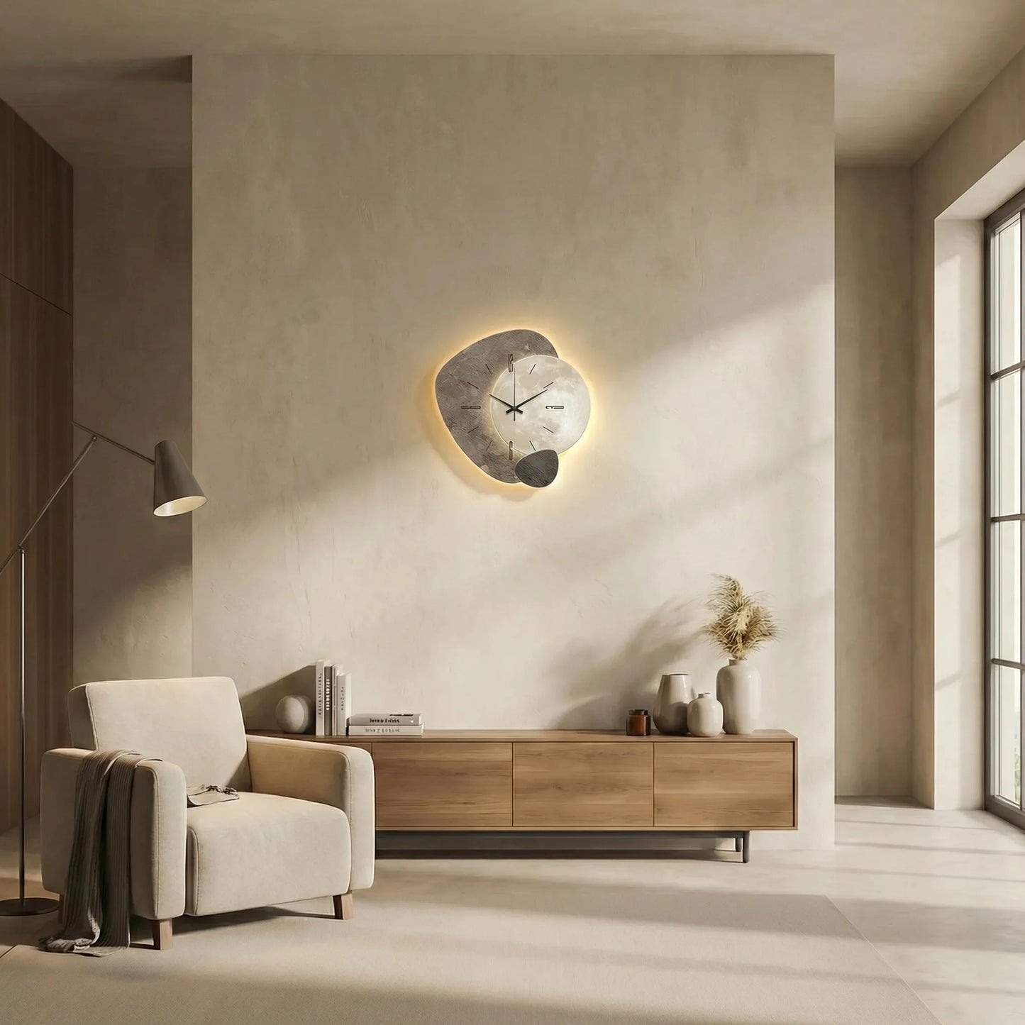 Lunorva - Moon Motif Organic-Shaped Wall Clock