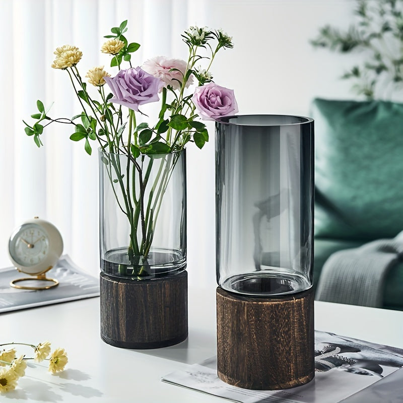 Vitralis - Tinted Glass Vase with Walnut Base