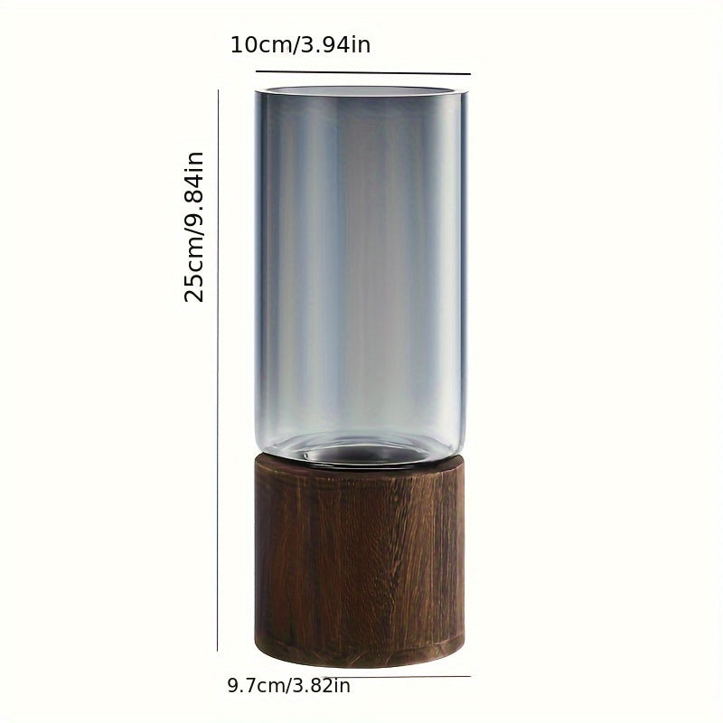 Vitralis - Tinted Glass Vase with Walnut Base