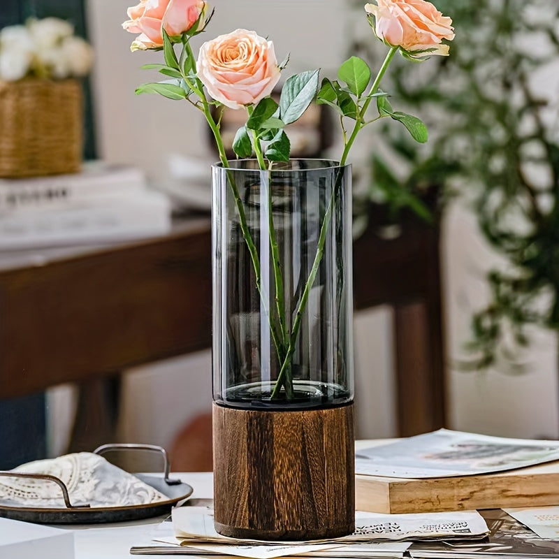 Vitralis - Tinted Glass Vase with Walnut Base