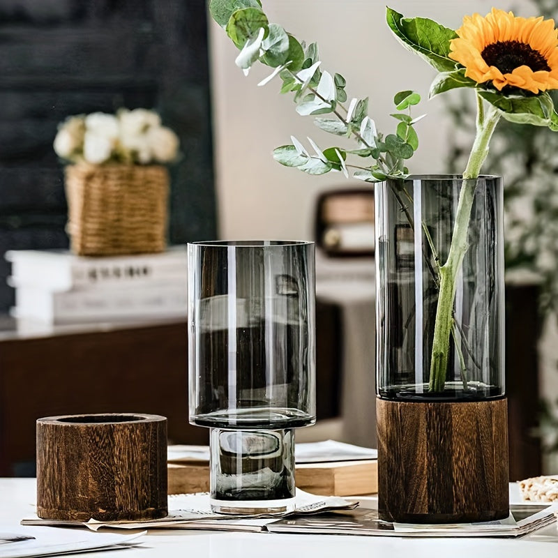 Vitralis - Tinted Glass Vase with Walnut Base
