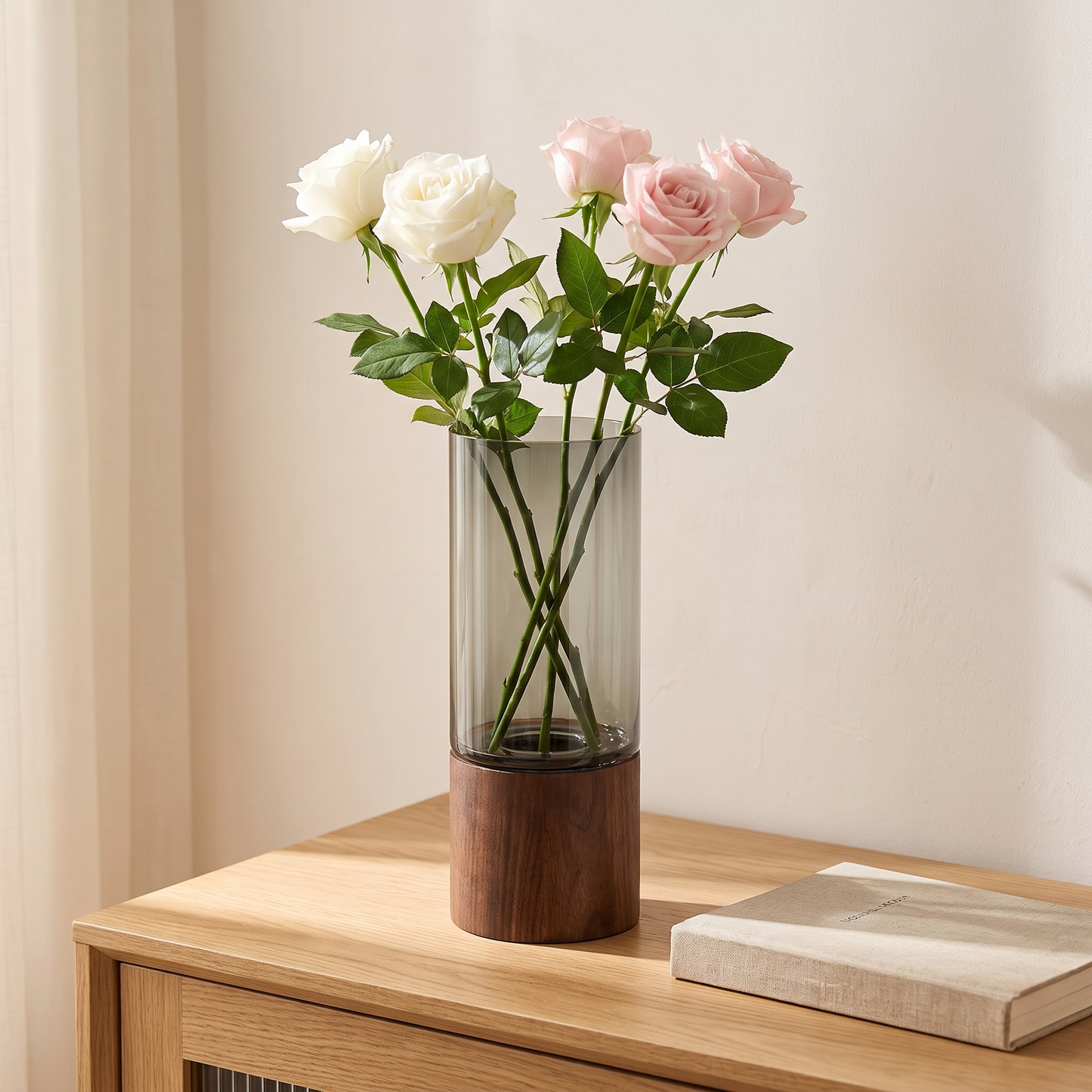 Vitralis - Tinted Glass Vase with Walnut Base