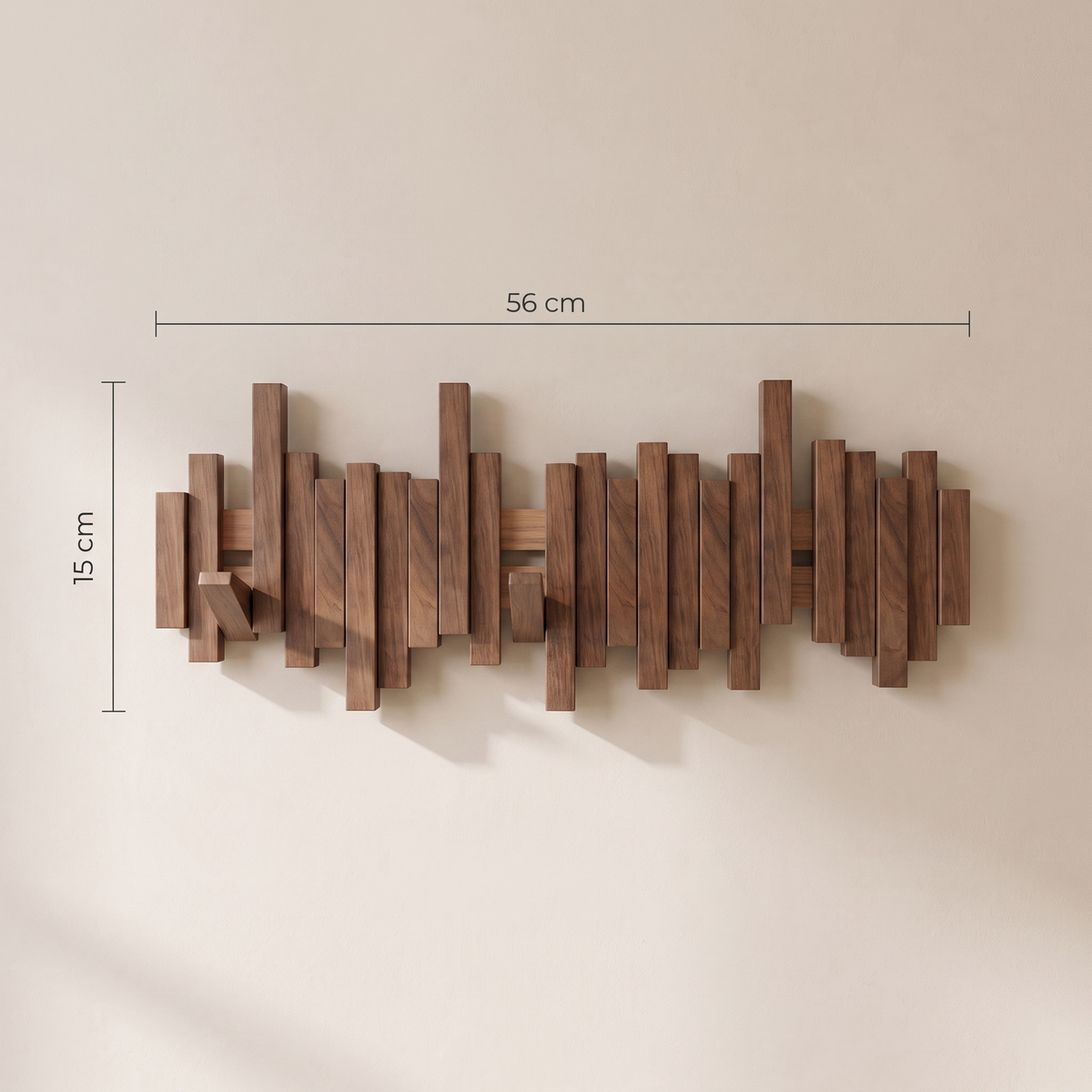 OmniPeg piano coat rack with 8 hooks - 56 cm wide, 15 cm high