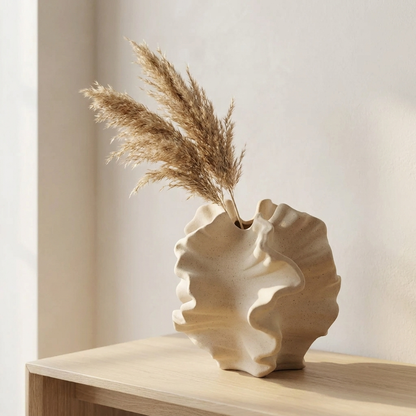 Coralis - Ruffled Coral Ceramic Vase