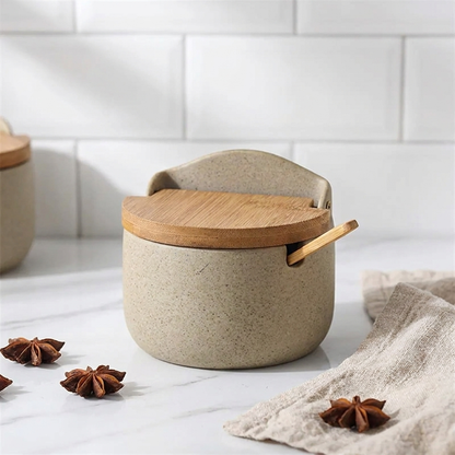 Kurina - Ceramic Spice Jar with Bamboo Lid