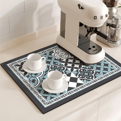 Azulejo - Patterned Coffee and Dish Drying Mat