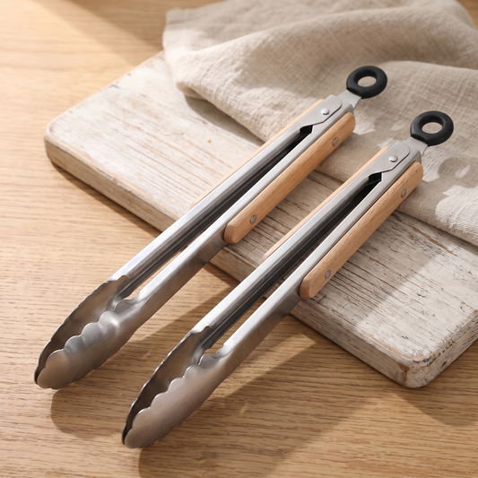 Prensa - Wood-Handled Kitchen Tongs, Set of 2