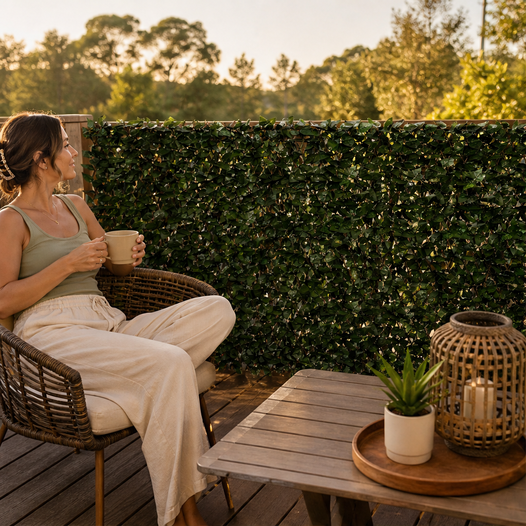 Retractable Artificial Ivy Fence Screen lifestyle