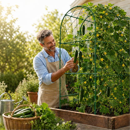 Arched Garden Trellis - Galvanized Steel Plant Support lifestyle